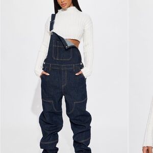 Fashion Nova Dark Blue Women's Denim Overalls